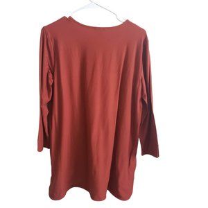 CT696 Eileen Fisher Long Sleeve Rust Blouse L